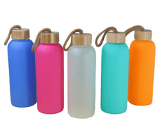 25oz Sublimation Blank Glass Sports Bottle Bamboo Lid Tumbler