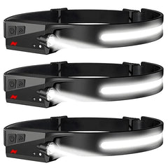 USB Rechargeable LED Headlamp Waterproof Motion Sensor Camping Hiking