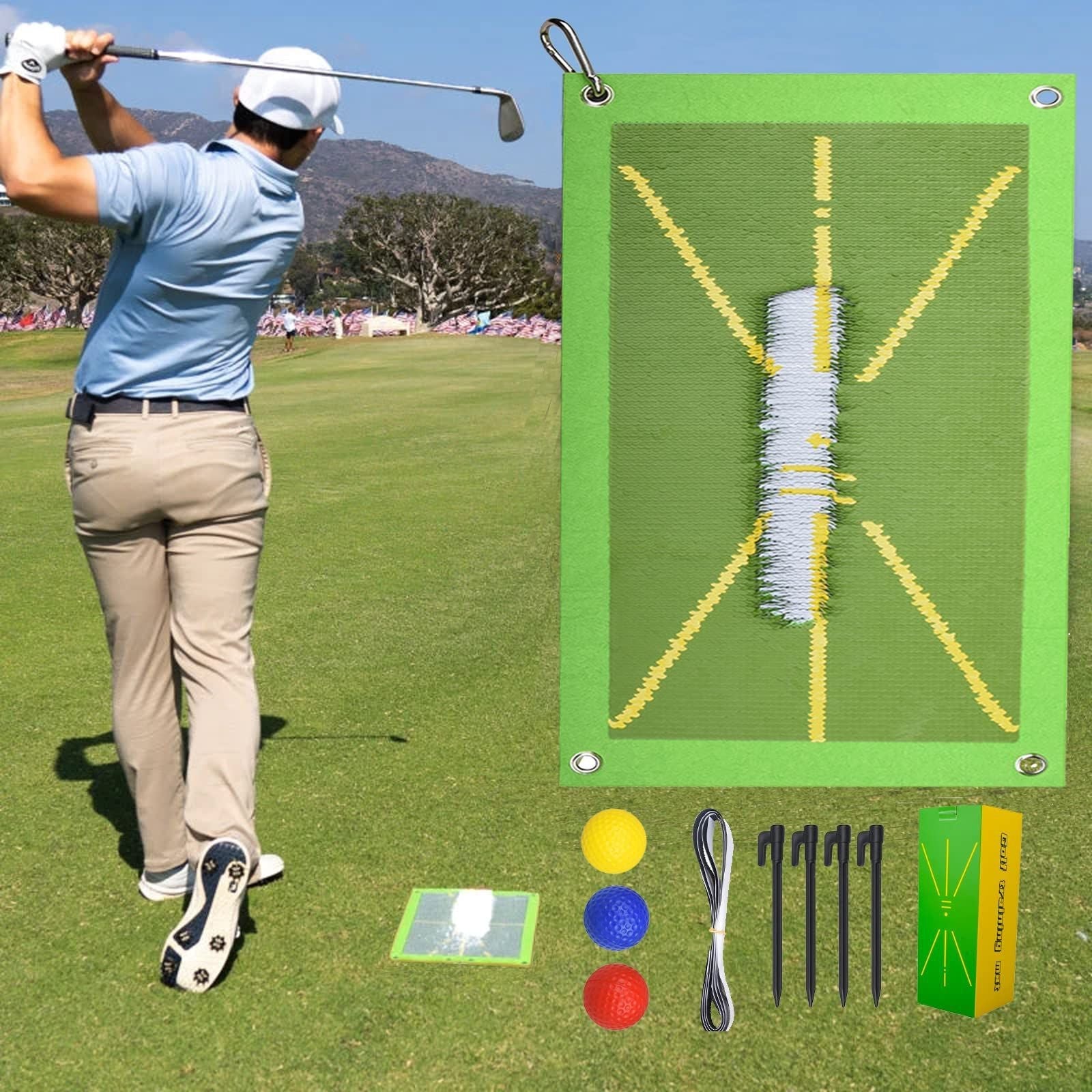 Golf Swing Training Mat Directional Trace Practice Hitting Mat