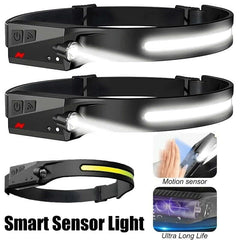 USB Rechargeable LED Headlamp Waterproof Motion Sensor Camping Hiking
