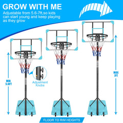 Portable Basketball Goal System Height Adjustable Wheels Stable Base