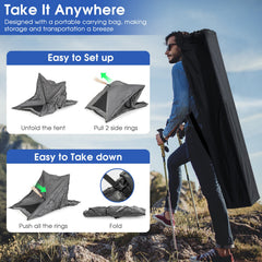 Pop-Up Camping Tent 2-3 Person Rainfly Backpacking Hiking Gray