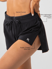 Cheeky Black Flyaway Shorts Women Running Workout Athletic Sportswear