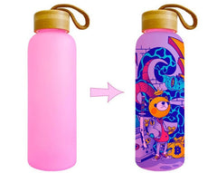 25oz Sublimation Blank Glass Sports Bottle Bamboo Lid Tumbler