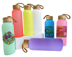 25oz Sublimation Blank Glass Sports Bottle Bamboo Lid Tumbler
