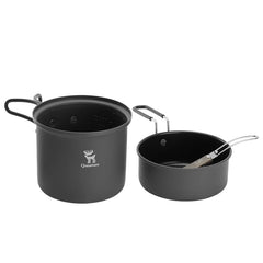 Ultra-Light Aluminum Camping Cookware Set Nestable Design Handle Portable