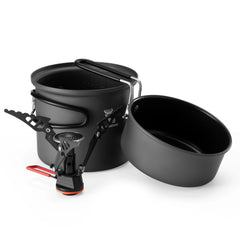 Ultra-Light Aluminum Camping Cookware Set Nestable Design Handle Portable