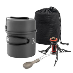 Ultra-Light Aluminum Camping Cookware Set Nestable Design Handle Portable