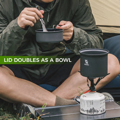 Ultra-Light Aluminum Camping Cookware Set Nestable Design Handle Portable