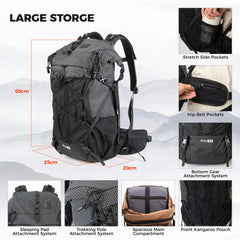 30-35L Waterproof Hiking Backpack Lightweight Outdoor Daypack Large Capacity
