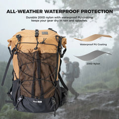 30-35L Waterproof Hiking Backpack Lightweight Outdoor Daypack Large Capacity