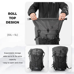 30-35L Waterproof Hiking Backpack Lightweight Outdoor Daypack Large Capacity