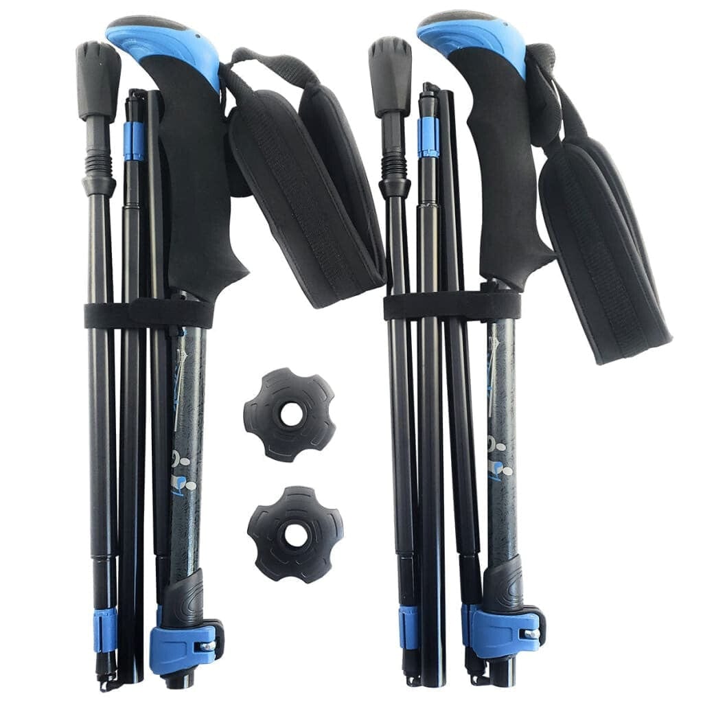 Travel Folding Walking Hiking Poles Lightweight Adjustable Trekking Sticks Set