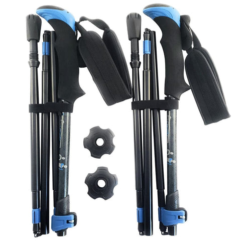 Travel Folding Walking Hiking Poles Lightweight Adjustable Trekking Sticks Set